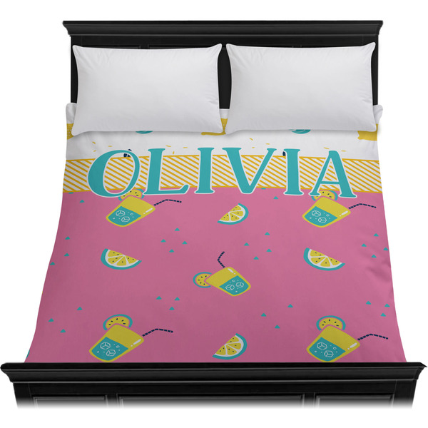 Summer Lemonade Duvet Cover - Queen - On Bed - No Prop