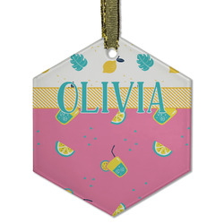 Summer Lemonade Flat Glass Ornament - Hexagon w/ Name or Text