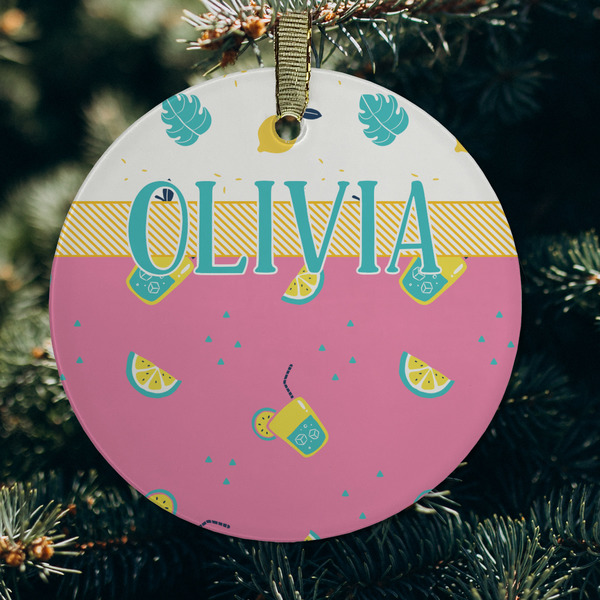 Summer Lemonade Frosted Glass Ornament - Round (Lifestyle)