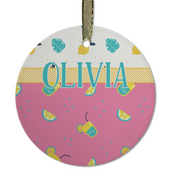 Summer Lemonade Flat Glass Ornament - Round w/ Name or Text