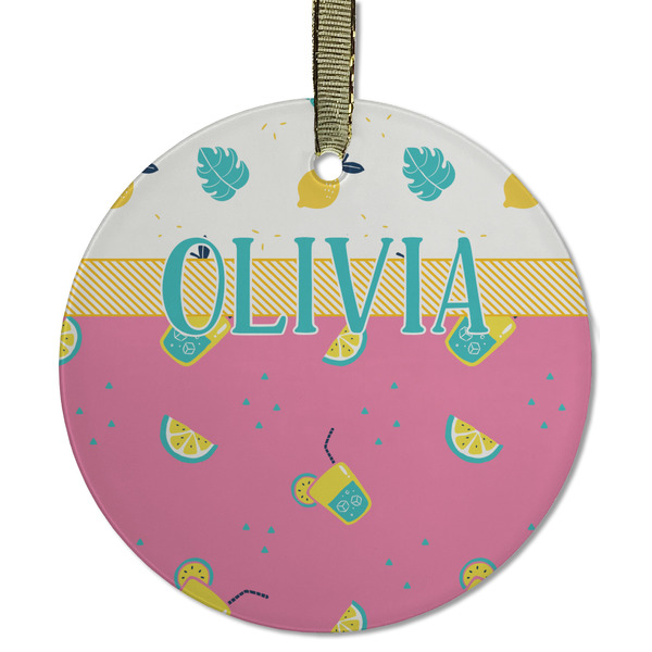 Summer Lemonade Frosted Glass Ornament - Round