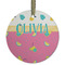 Summer Lemonade Frosted Glass Ornament - Round