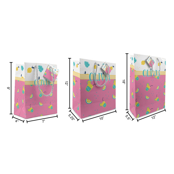 Summer Lemonade Gift Bags - All Sizes - Dimensions