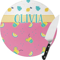 Summer Lemonade Round Glass Cutting Board (Personalized)