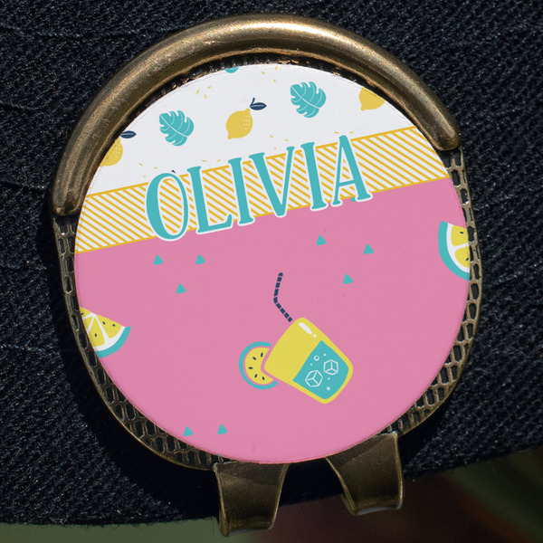 Summer Lemonade Golf Ball Marker Hat Clip - Gold - Close Up