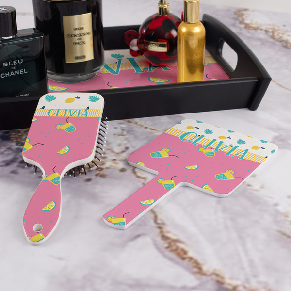 Summer Lemonade Hair Brush and Hand Mirror - Bathroom Scene