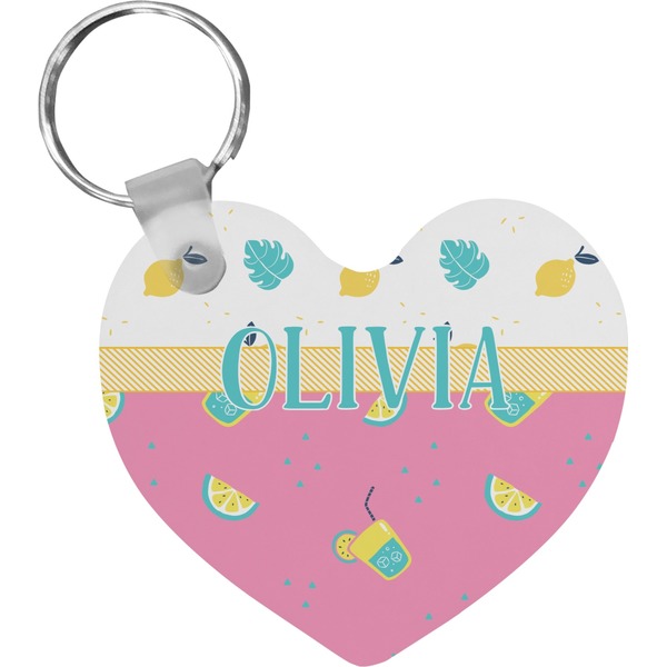 Custom Summer Lemonade Heart Plastic Keychain w/ Name or Text