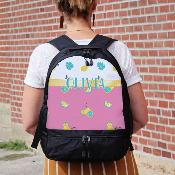Summer Lemonade Large Backpack - Black - On Back