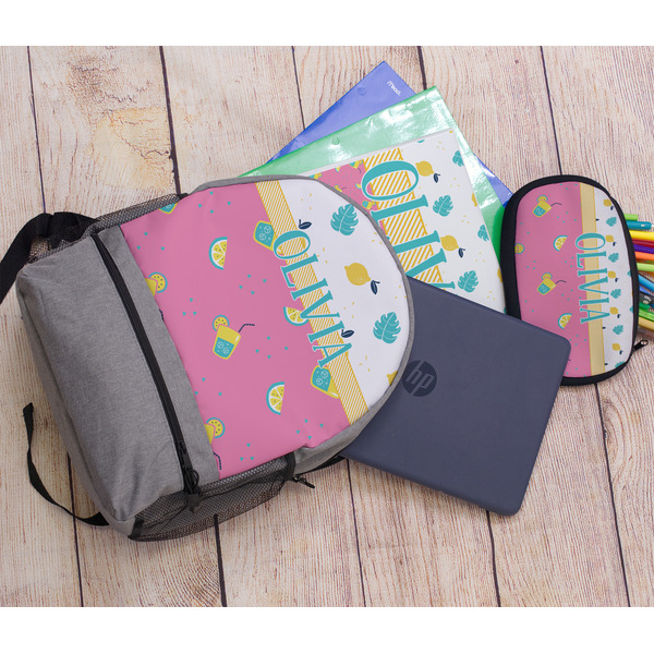 Summer Lemonade Large Backpack - Gray - With Stuff