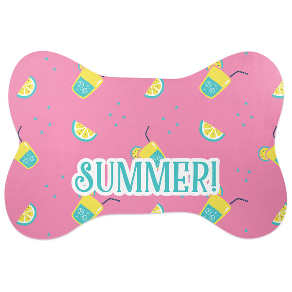 Custom Summer Lemonade Bone Shaped Dog Food Mat (Large) (Personalized)