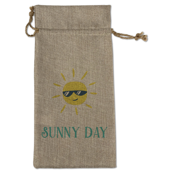 Custom Summer Lemonade Large Burlap Gift Bag - Front (Personalized)