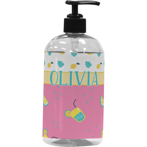 Custom Summer Lemonade Plastic Soap / Lotion Dispenser (16 oz - Large - Black) (Personalized)