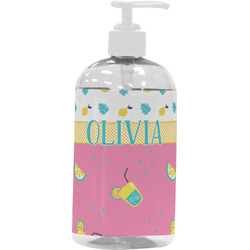 Summer Lemonade Plastic Soap / Lotion Dispenser (16 oz - Large - White) (Personalized)