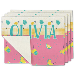 Summer Lemonade Single-Sided Linen Placemat - Set of 4 w/ Name or Text