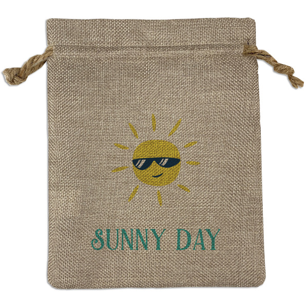 Custom Summer Lemonade Medium Burlap Gift Bag - Front (Personalized)