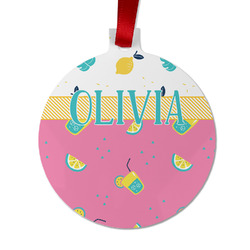 Summer Lemonade Metal Ball Ornament - Double Sided w/ Name or Text