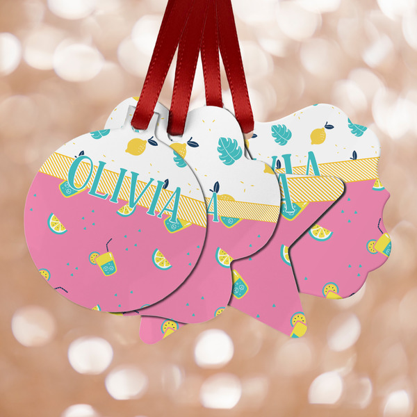 Custom Summer Lemonade Metal Ornaments - Double Sided w/ Name or Text