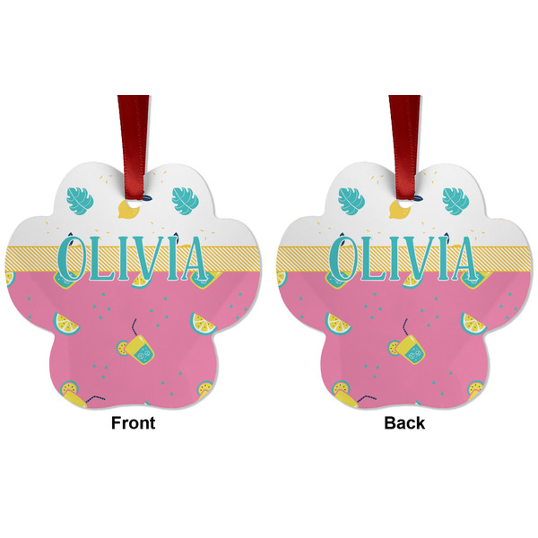 Summer Lemonade Metal Paw Ornament - Front and Back