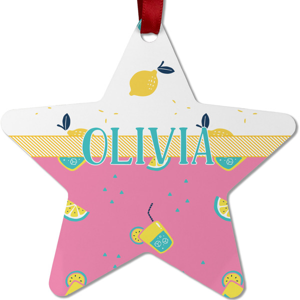 Custom Summer Lemonade Metal Star Ornament - Double Sided w/ Name or Text