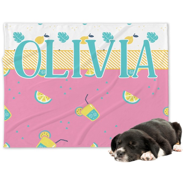 Custom Summer Lemonade Dog Blanket - Large (Personalized)