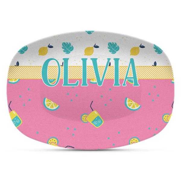 Custom Summer Lemonade Plastic Platter - Microwave & Oven Safe Composite Polymer (Personalized)