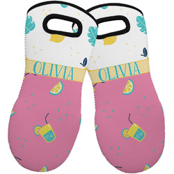 Summer Lemonade Neoprene Oven Mitts - Set of 2 w/ Name or Text