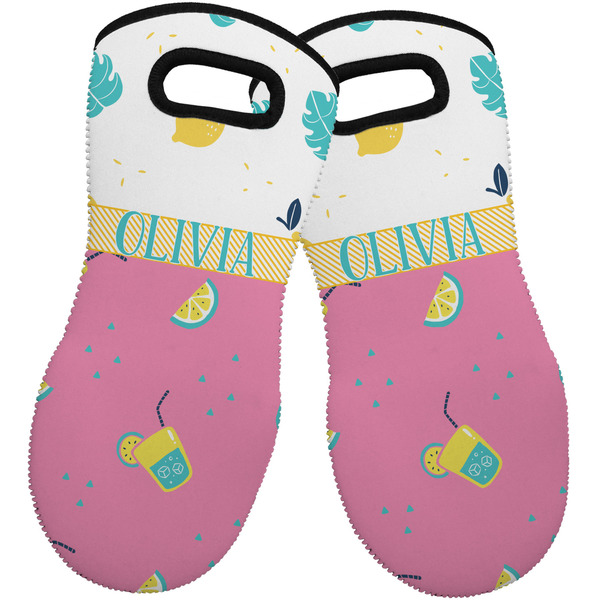 Custom Summer Lemonade Neoprene Oven Mitts - Set of 2 w/ Name or Text