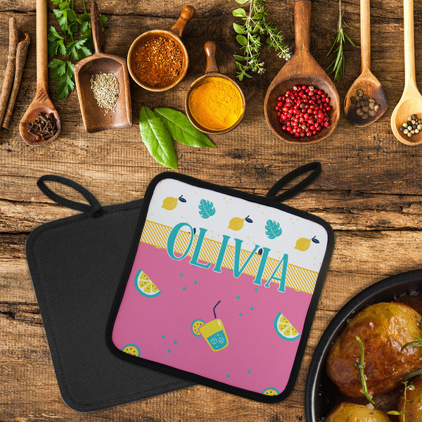 Summer Lemonade Neoprene Pot Holder - Set of 2  LIFESTYLE (Flatlay)