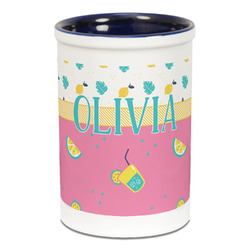 Summer Lemonade Ceramic Pencil Holders - Blue