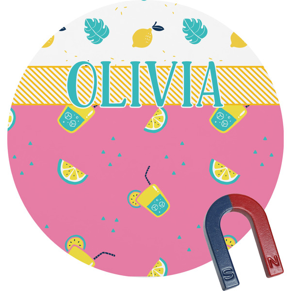 Custom Summer Lemonade Round Fridge Magnet (Personalized)