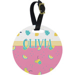Summer Lemonade Plastic Luggage Tag - Round (Personalized)