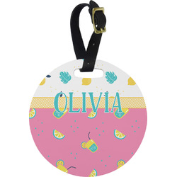 Summer Lemonade Plastic Luggage Tag - Round (Personalized)