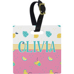 Summer Lemonade Plastic Luggage Tag - Square w/ Name or Text