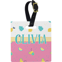 Summer Lemonade Plastic Luggage Tag - Square w/ Name or Text