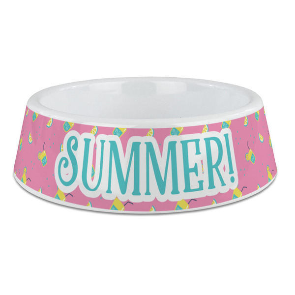 Custom Summer Lemonade Plastic Dog Bowl - Large (Personalized)