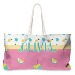 Summer Lemonade Large Tote Bag with Rope Handles (Personalized)
