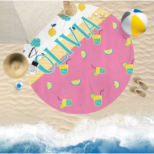 Summer Lemonade Round Beach Towel Lifestyle
