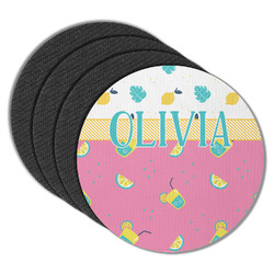 Summer Lemonade Round Rubber Backed Coasters - Set of 4 (Personalized)