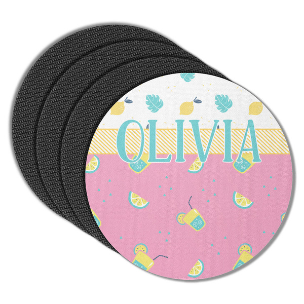 Custom Summer Lemonade Round Rubber Backed Coasters - Set of 4 (Personalized)