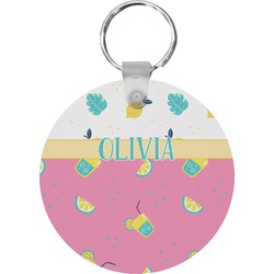 Summer Lemonade Round Plastic Keychain (Personalized)