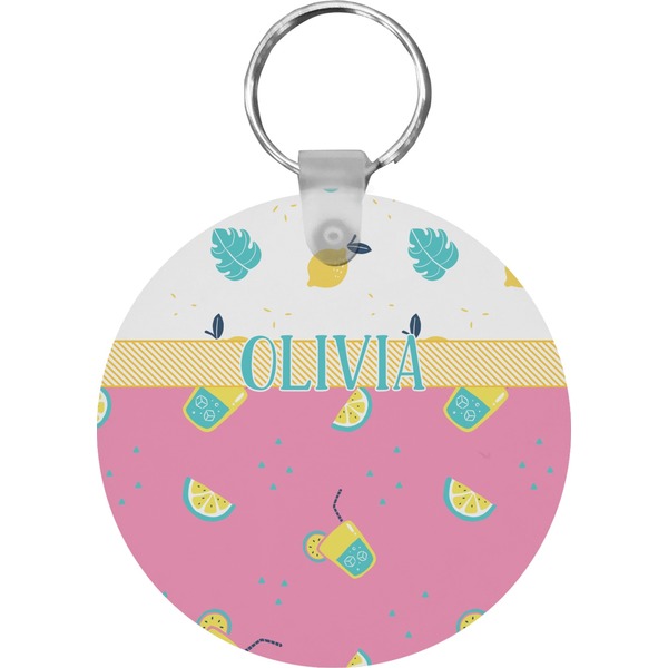 Custom Summer Lemonade Round Plastic Keychain (Personalized)