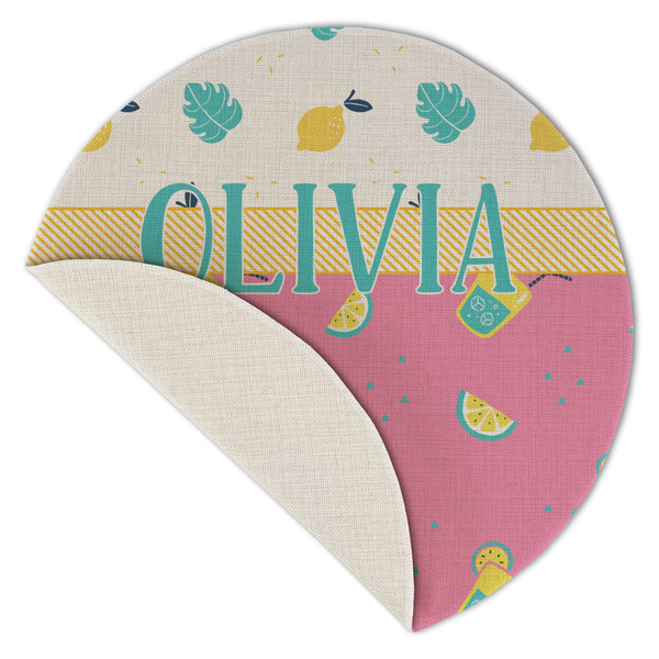 Summer Lemonade Round Linen Placemats - Front (folded corner single sided)