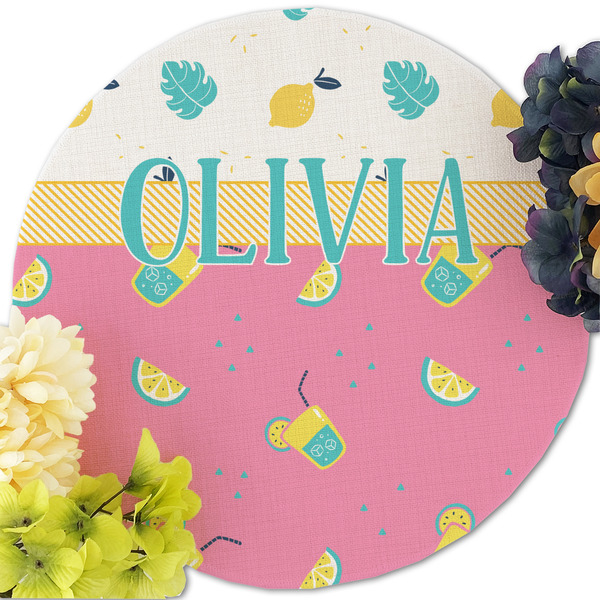 Summer Lemonade Round Linen Placemats - Front (w flowers)