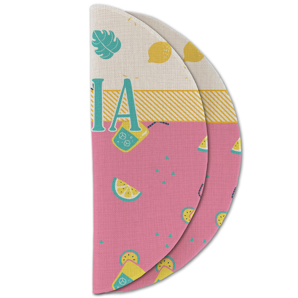 Summer Lemonade Round Linen Placemats - HALF FOLDED (double sided)