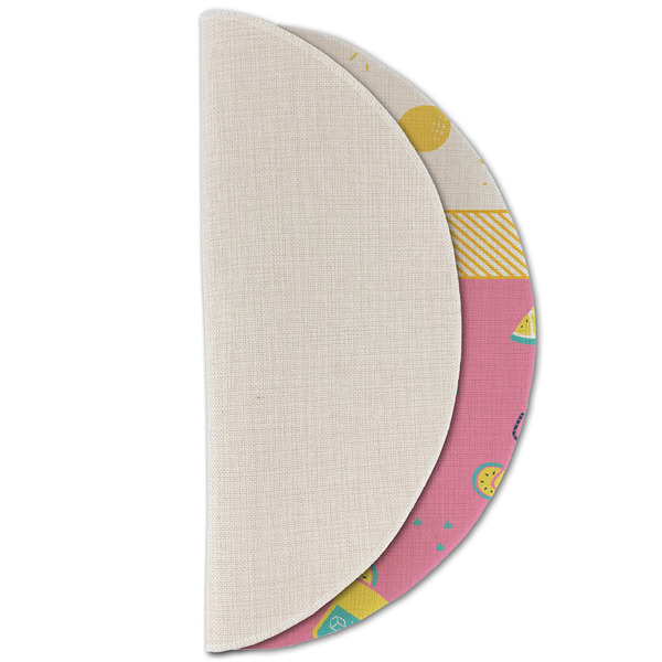 Summer Lemonade Round Linen Placemats - HALF FOLDED (single sided)