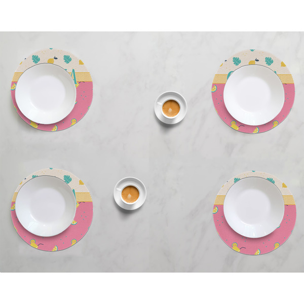 Summer Lemonade Round Linen Placemats - LIFESTYLE (set of 4)