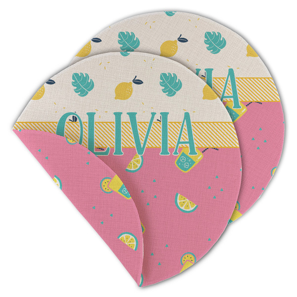 Custom Summer Lemonade Round Linen Placemat - Double Sided - Set of 4 (Personalized)