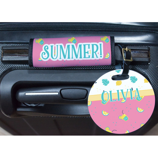 Summer Lemonade Round Luggage Tag & Handle Wrap - In Context