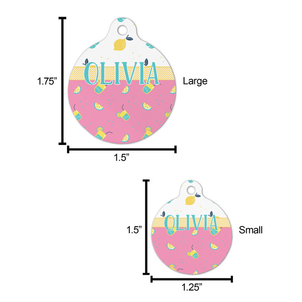 Summer Lemonade Round Pet ID Tag - Large - Comparison Scale