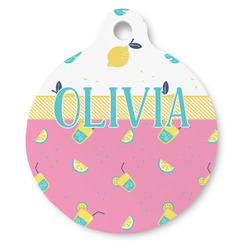 Summer Lemonade Round Pet ID Tag - Large (Personalized)